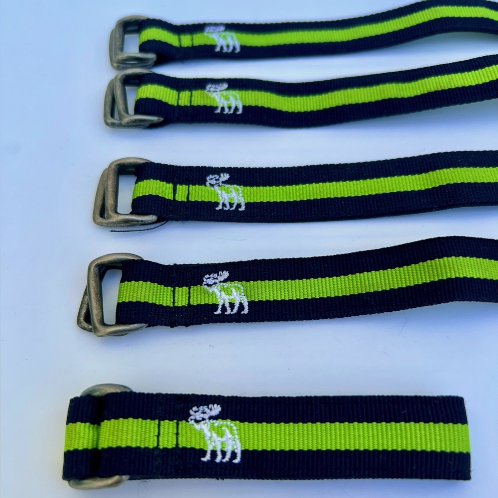 Abercrombie & Fitch Bracelet Green/Blue Fabric/Leather Metal Buckle - Picture 4 of 8